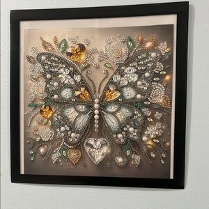 Completed Diamond Art Embellished Butterfly Wall Art